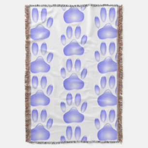 Blue Glass Dog Paw Print Pattern Shower Curtain Throw Blanket