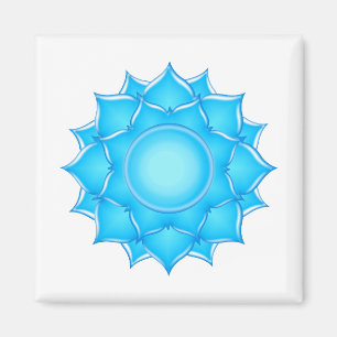 Blue Glass Lotus Flower Drawing Magnet