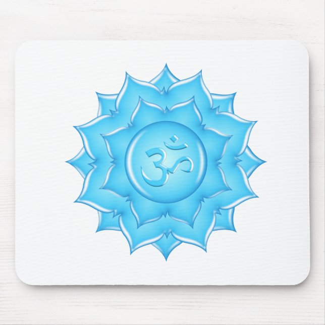 Blue Glass Lotus Flower Om Symbol Drawing Mouse Pad (Front)