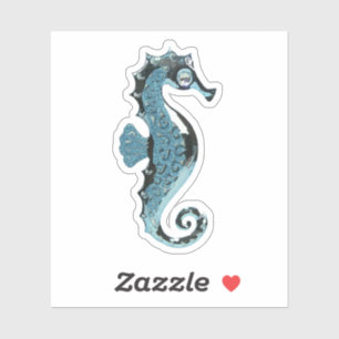 Blue Glass Seahorse Sticker