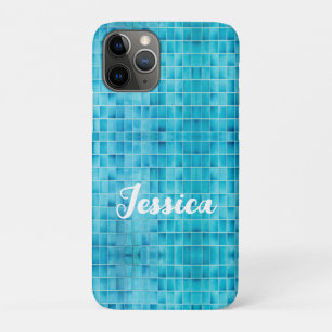 Blue glass tile blocks mosaic iPhone 11 pro case