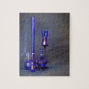 Blue Glass Vertical Vases Puzzle