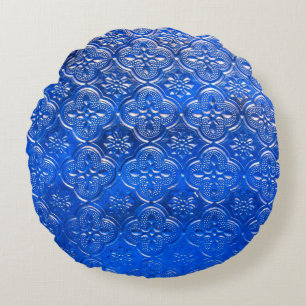 Blue glass with patternspattern, glass, abstract, round pillow