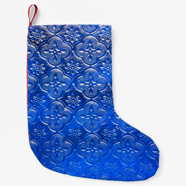 Blue glass with patternspattern, glass, abstract,  small christmas stocking (Front)
