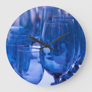 Blue glassware large clock