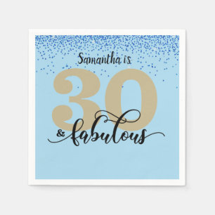 Blue Glitter 30 and Fabulous Birthday Party   Napkin