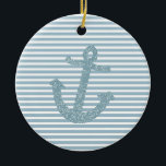 Blue Glitter Anchor Ceramic Ornament<br><div class="desc">Blue Glitter Anchor (not actual glitter,  image of glitter)</div>