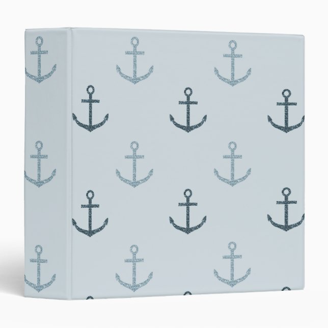 Blue Glitter Anchors Binder (Front/Spine)