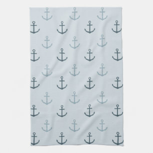 Blue Glitter Anchors Kitchen Towel