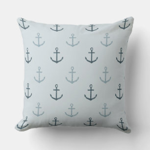 Blue Glitter Anchors Throw Pillow