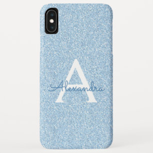Blue Glitter and Sparkle Monogram iPhone XS Max Case