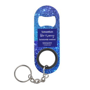 Blue Glitter Bachelorette Party   Keychain Bottle Opener