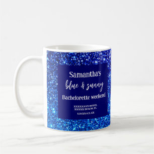 Blue Glitter Bachelorette Party  Shot Glass Coffee Mug