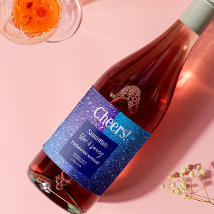 Blue Glitter Bachelorette Party Sparkling Wine Label