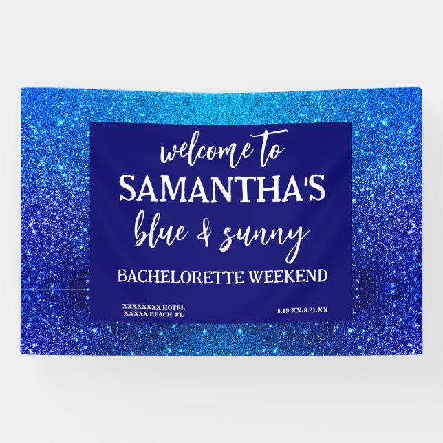 Blue Glitter Bachelorette Party Welcome Sign (Horizontal)