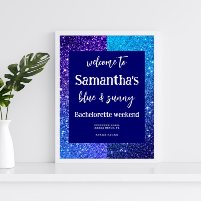 Blue Glitter Bachelorette Party Welcome Sign (Creator Uploaded)