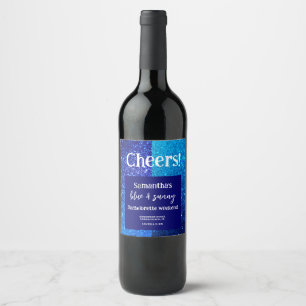 Blue Glitter Bachelorette Party Wine Label