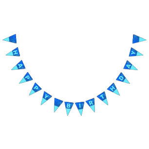 Blue, Glitter Birthday Bunting Flags