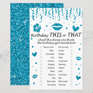 Blue glitter Birthday This or That Game