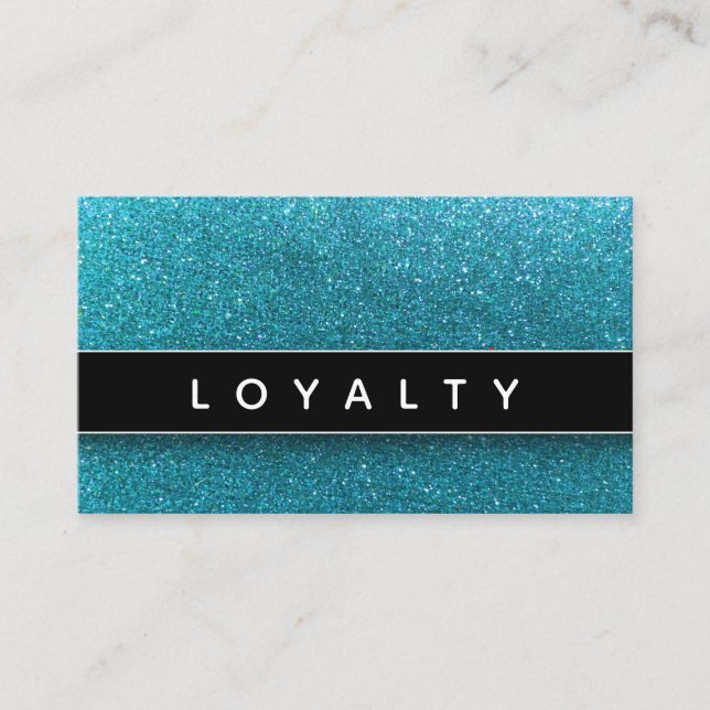 Blue Glitter Black White Makeup Artist Hair Salon Appointment Card (Front)