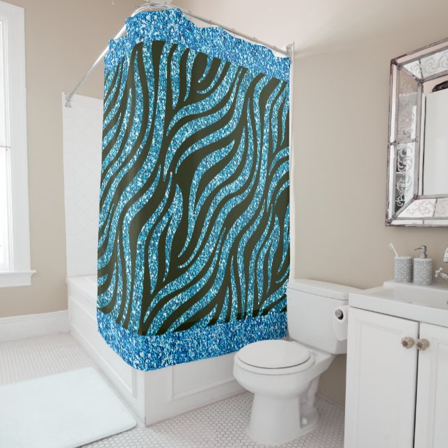 Blue Glitter Black Zebra Skin Pattern Trendy (In Situ)