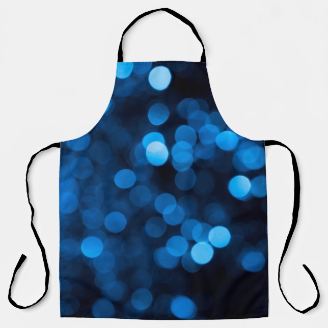 Blue glitter bokeh texture lights apron (Front)