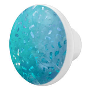 Blue Glitter Ceramic Knob