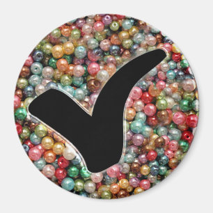 Blue Glitter Check Mark Write Symbol Magnet