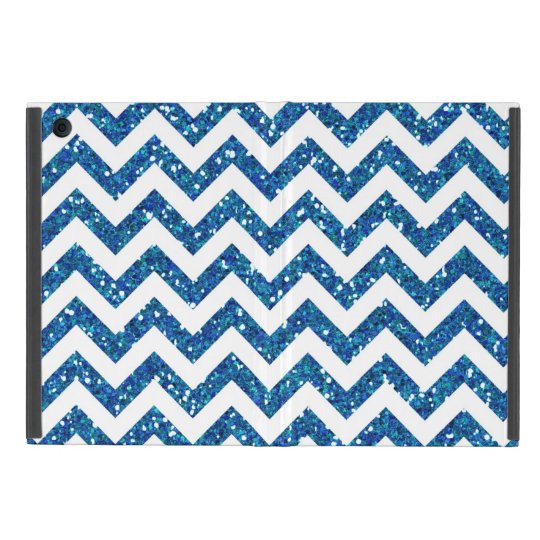 Blue Glitter Chevron Pattern iPad Mini Cover