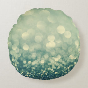 Blue Glitter: Christmas Abstract Round Pillow