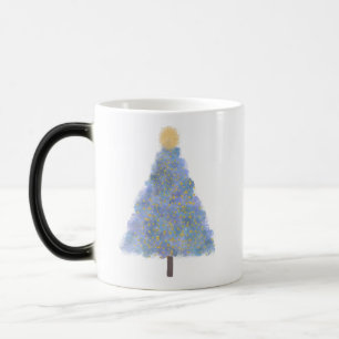 Blue glitter christmas tree magic mug