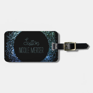Blue Glitter Circle Luggage Tag