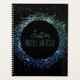 Blue Glitter Circle Planner