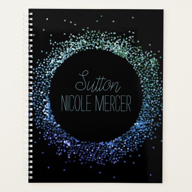 Blue Glitter Circle Planner (Front)