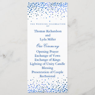 Blue Glitter Confetti Faux Foil Wedding Program