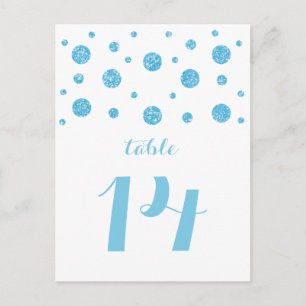 Blue Glitter Confetti Table Number Postcard