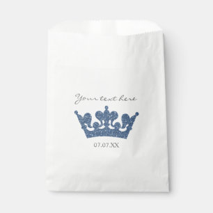 Blue Glitter Crown Birthday Party Favour Bags
