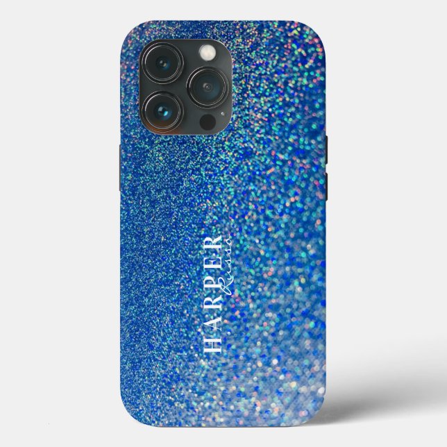 Blue Glitter Custom Name  Case-Mate iPhone Case (Back)