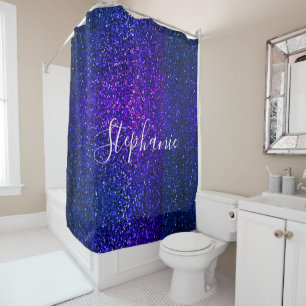 Blue Glitter Custom Name Elegant Sparkle Modern
