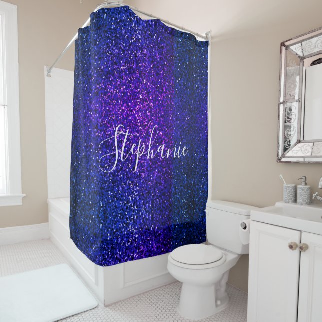 Blue Glitter Custom Name Elegant Sparkle Modern (In Situ)