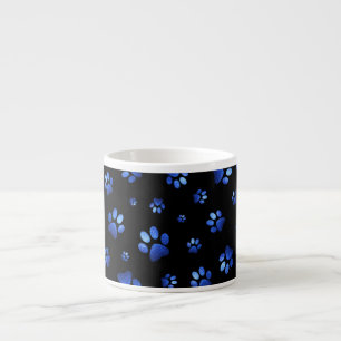 Blue glitter dog paw pattern  espresso cup