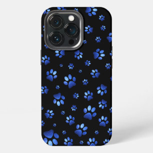 Blue glitter dog paw pattern iPhone 13 pro case