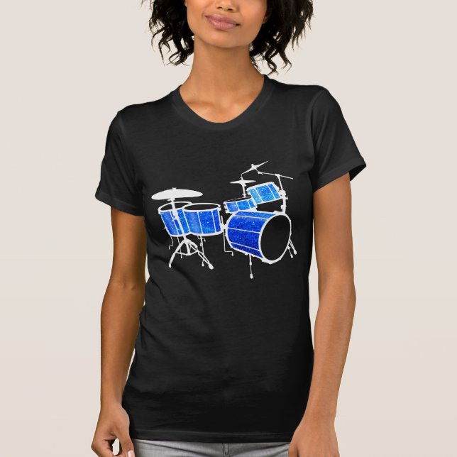 Blue Glitter Drums T-Shirt (Front)
