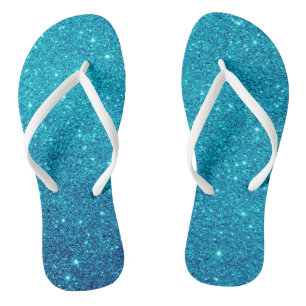 Blue Glitter Flip Flops