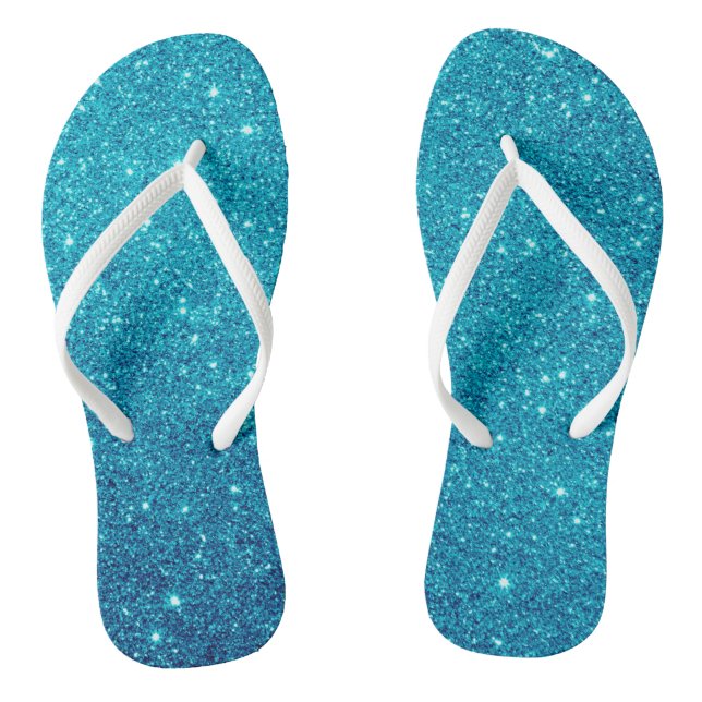 Blue Glitter Flip Flops (Footbed)