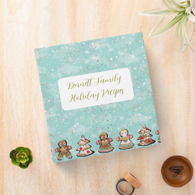 Blue Glitter Gingerbread Christmas Cookie Recipe  Binder (In Situ)