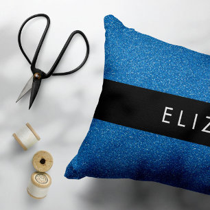 Blue Glitter, Glitter Background, Your Name Accent Pillow