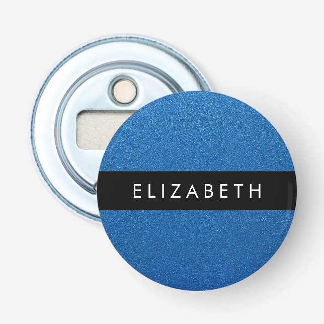 Blue Glitter, Glitter Background, Your Name Bottle Opener (Front)