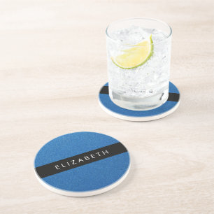 Blue Glitter, Glitter Background, Your Name Coaster