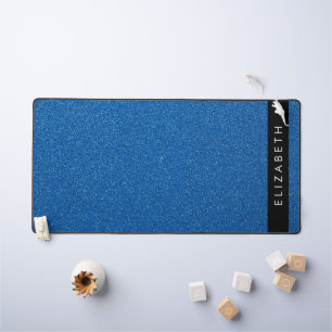 Blue Glitter, Glitter Background, Your Name Desk Mat